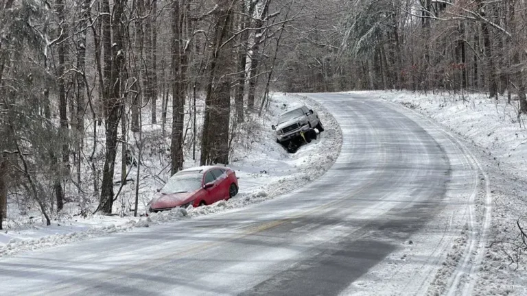 car on icy road